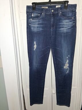 Ag Adriano Goldschmied Navy Denim Label with Red Logo